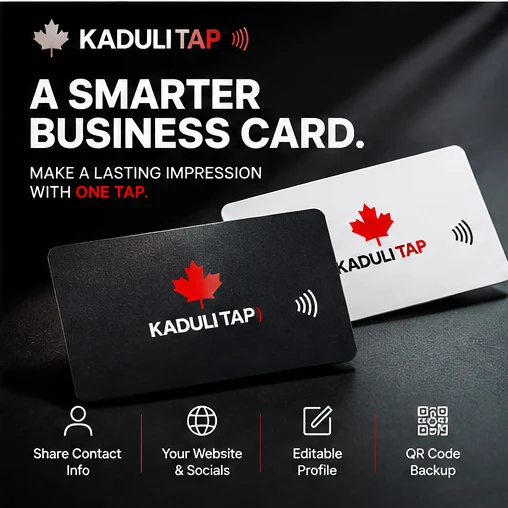 Black and white KADULI TAP business cards